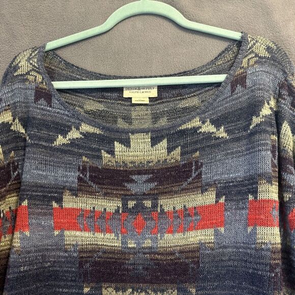 Denim & Supply Ralph Lauren Aztec Knit Light Sweater Womens Small Southwestern - Picture 2 of 7